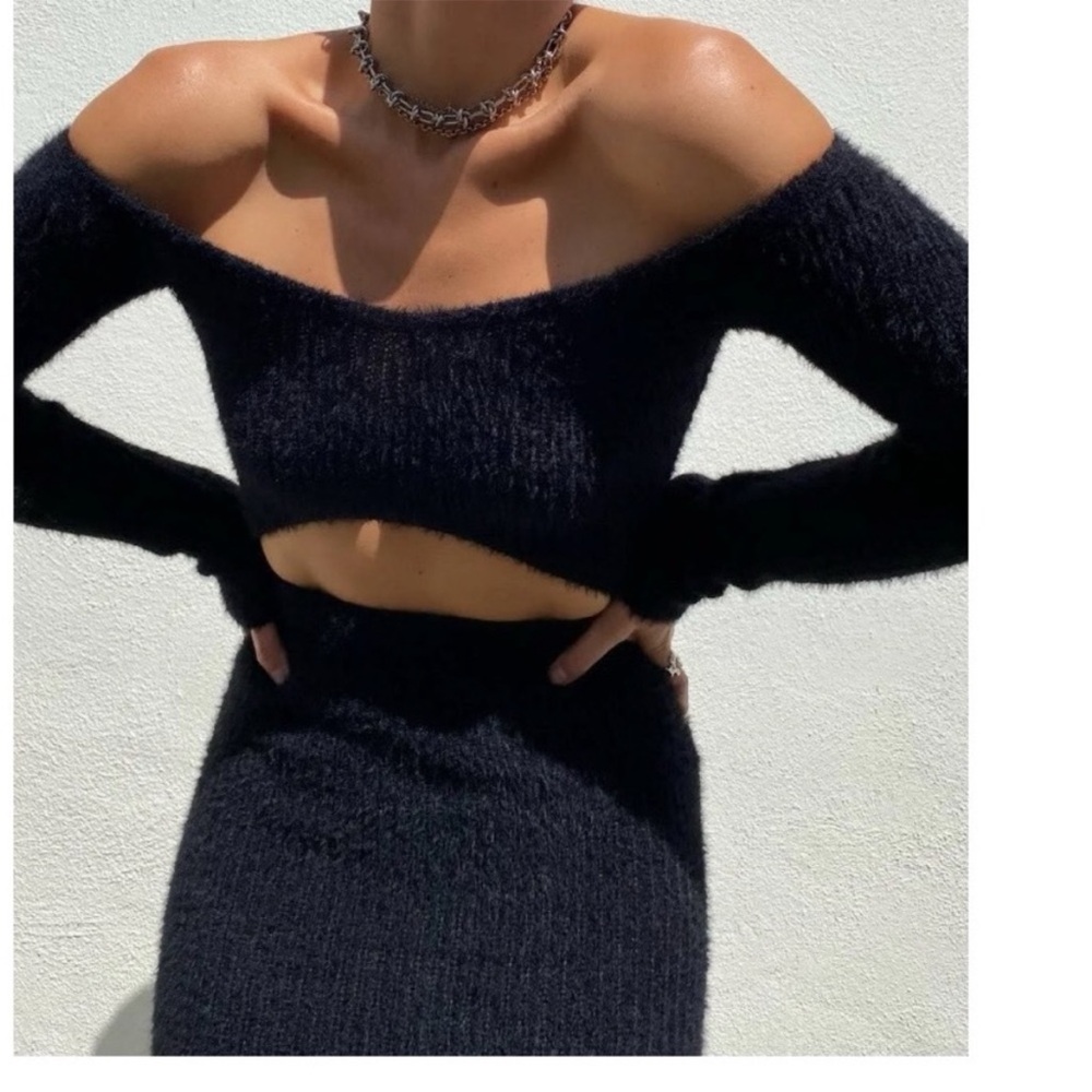 NWT AFRM Muni Black Sweater Cutout Long Sleeve Maxi Dress